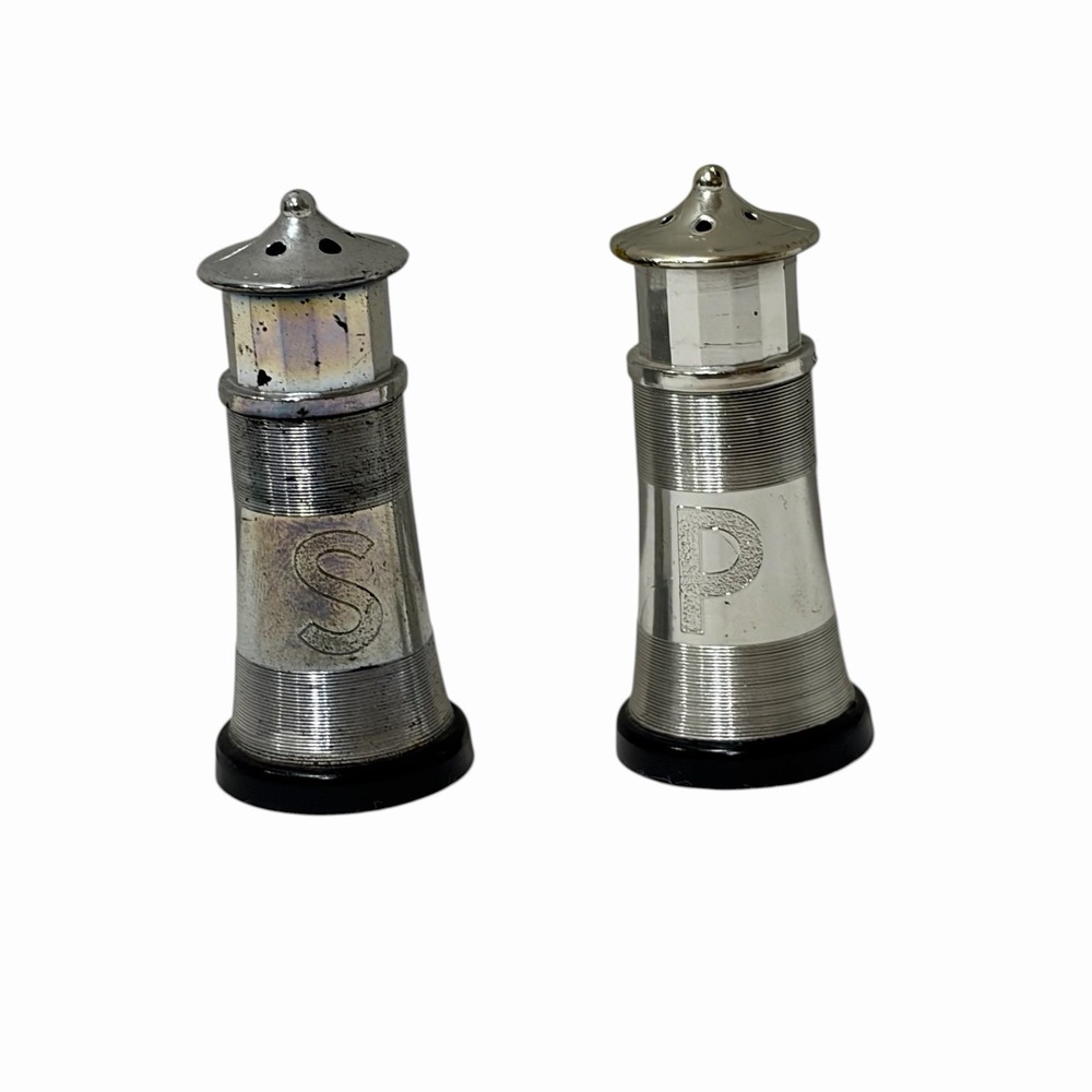 Vintage Rook Chess Pieces Silver Plastic Salt and Pepper‎ Shakers